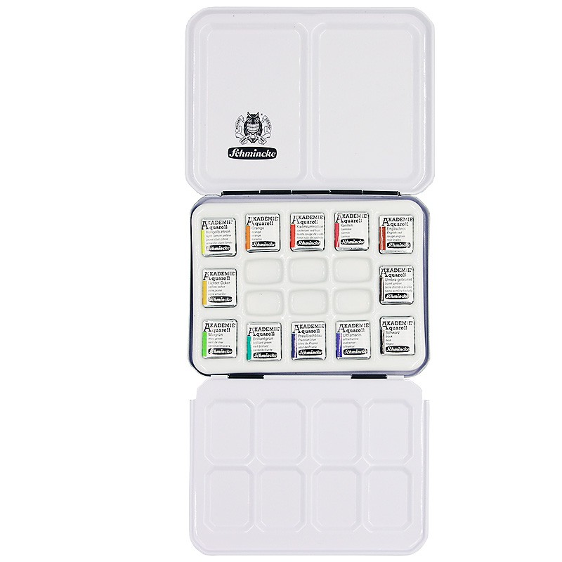 Komplet akwareli AKADEMIE 12 x 1/2 kostek w metalowej kasecie - art. 75749097