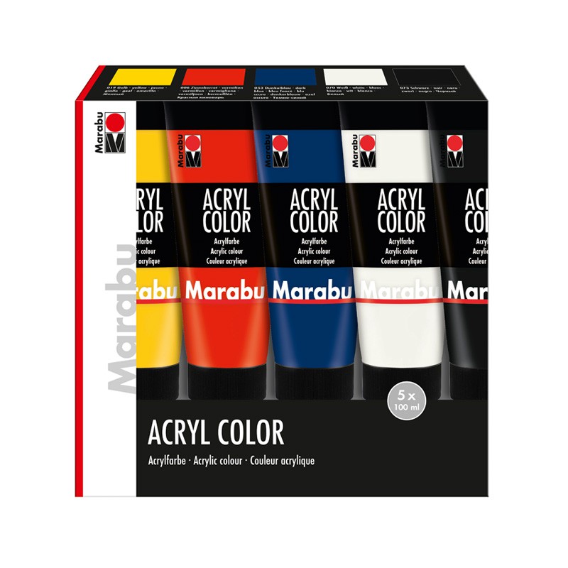 Komplet farb akrylowych Marabu ACRYL COLOR 5x100 ml - art. 1201000000087