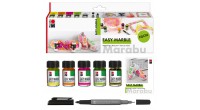 Zestaw farb do marmurkowania Marabu EASY MARBLE 5 x15 ml NEON + marker