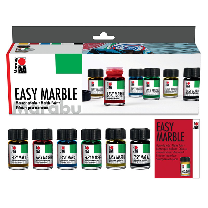 Zestaw farb do marmurkowania Marabu EASY MARBLE 6 x15 ml  - sklep dla plastyków gart.pl