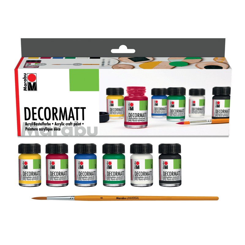 Zestaw farb akrylowych Marabu DECORMATT 6x15 ml - komplet farb akrylowych - matowych - sklep dla plastyków gart.pl