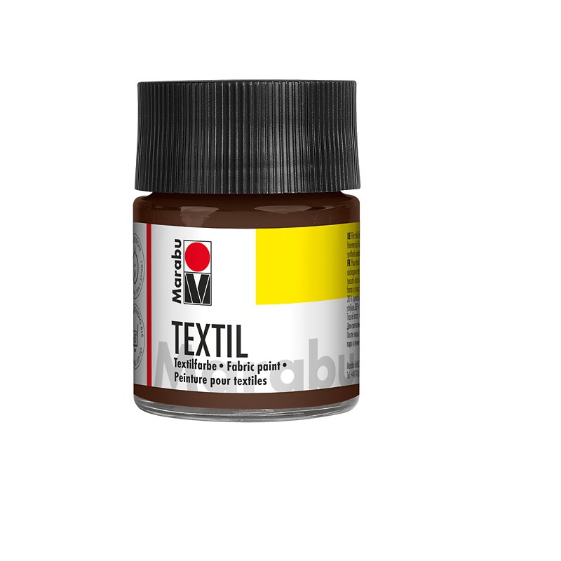 farba do tkanin jasnych Marabu TEXTIL nr 045 brązowa ciemna - 50 ml