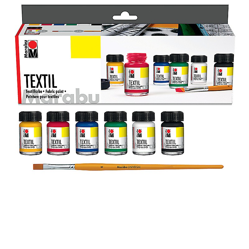 Zestaw farb do jasnych tkanin Marabu TEXTIL 6x15 ml - art. 1716000000087