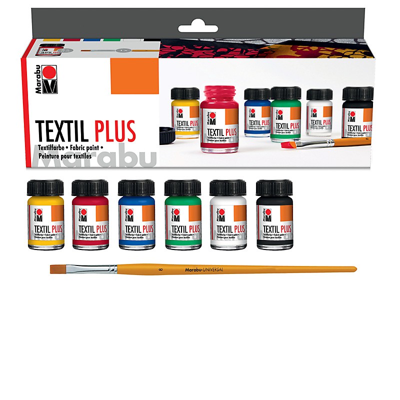 Zestaw farb do tkanin Marabu TEXTIL PLUS 6x15 ml - art. 1715000000087