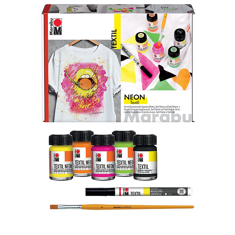 Zestaw farb do tkanin Marabu TEXTIL NEON 5x15 ml - art. 1711000000080