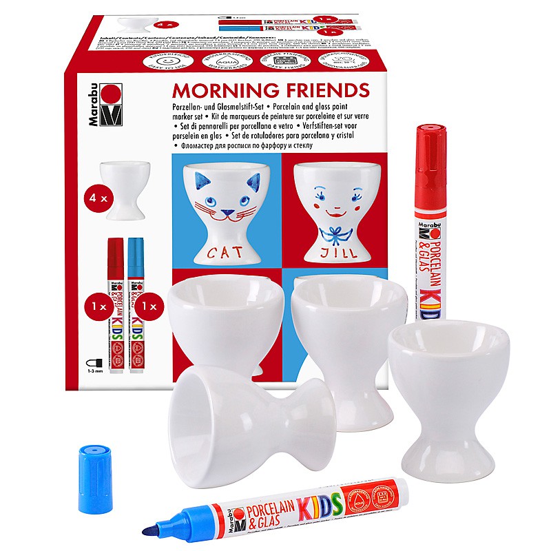 Zestaw markerów do porcelany dla dzieci Marabu MORNING FRIENDS – art. 0125000000099