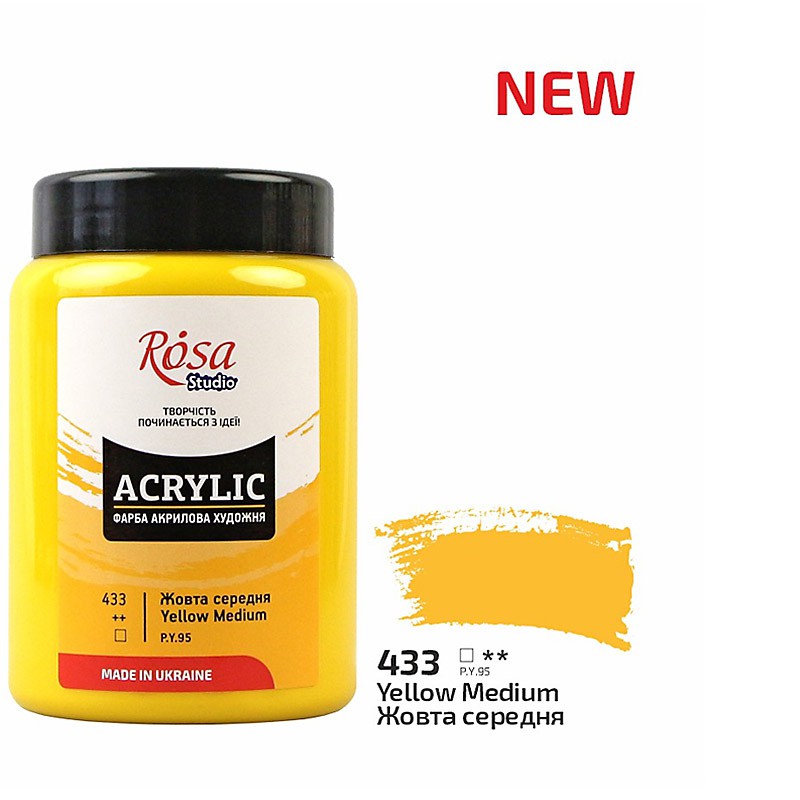farba akrylowa Rosa STUDIO nr 433 Yellow Medium - sklep dla plastyków gart.pl
