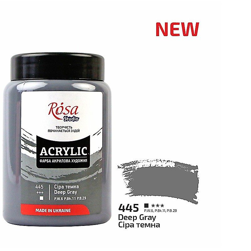 farba akrylowa Rosa STUDIO nr 445 Deep Grey - sklep dla plastyków gart.pl
