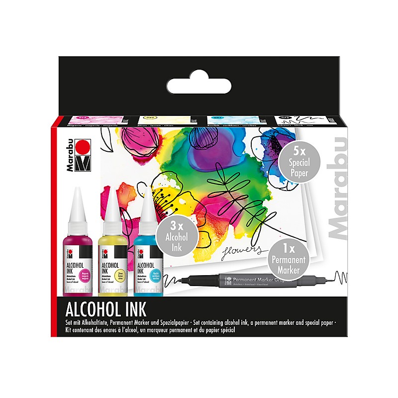 Zestaw tuszy alkoholowych Marabu ALCOHOL INK 3 x 20 ml - sklep dla plastyków gart.pl