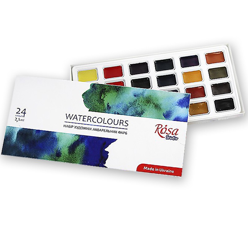 WATERCOLOURS ROSA STUDIO zestaw 24 kostek akwareli w kartonie - sklep dla plastyków gart.pl
