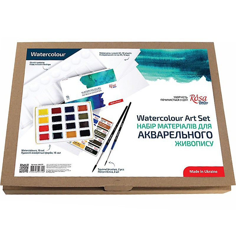 WATERCOLOURS ROSA STUDIO zestaw 16 kostek akwareli w kartonie -sklep dla plastyków gart.pl