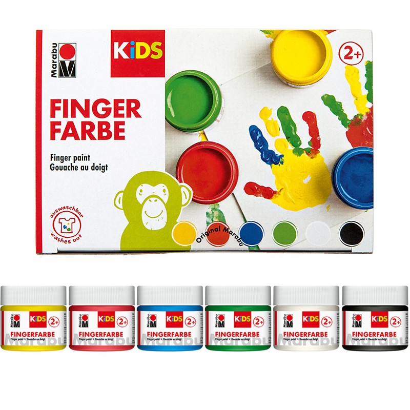 Zestaw farb do malowania palcami dla dzieci Marabu KiDS FINGERFARBE 6 x 100 ml - sklep dla plastyków