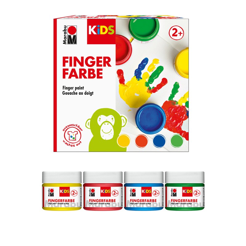 Zestaw farb do malowania palcami dla dzieci Marabu KiDS FINGERFARBE 4 x 100 ml - sklep dla plastyków