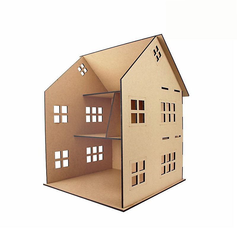 Dom dla lalek dwupiętrowy do samodzielnego montażu – 56 x 42 x 42 cm - art. 2873017