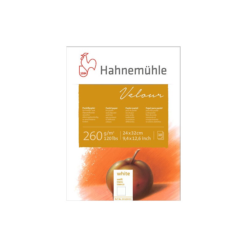 Blok do pasteli suchych i olejnych Hahnemühle Velour 260 gsm - 24x32 cm - biały