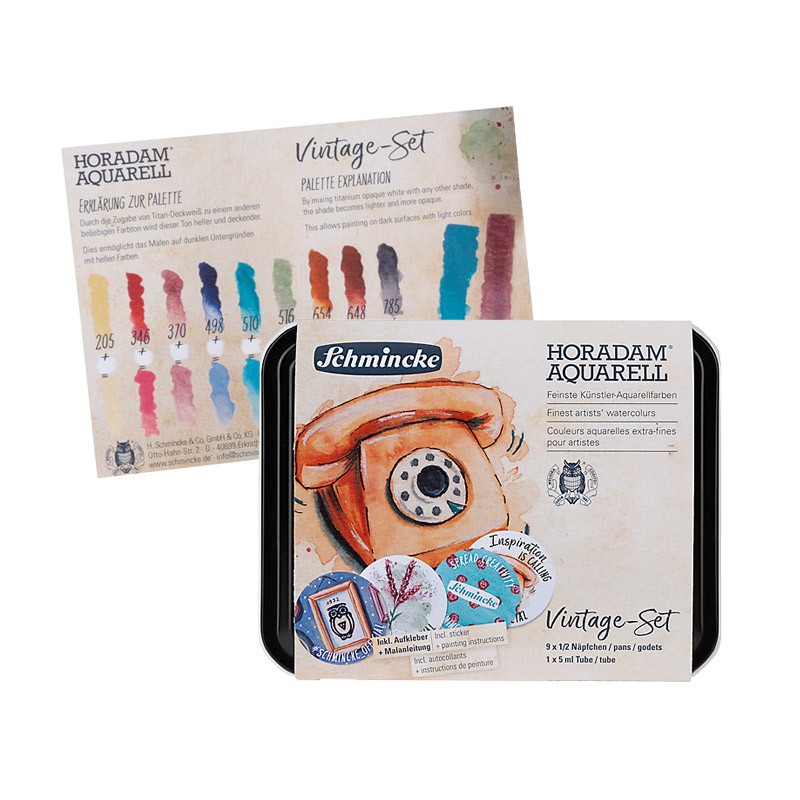 Komplet akwareli Schmincke Horadam Vintage 9 półkostek + 5 ml żółć wołowa