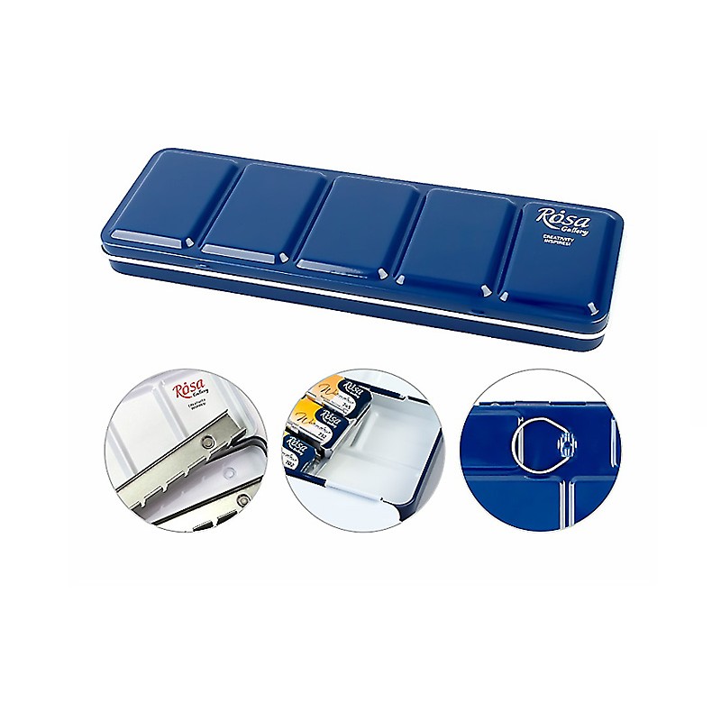 Pusta metalowa kaseta na akwarelowe w kostkach w kolorze indygo - art. 3403112