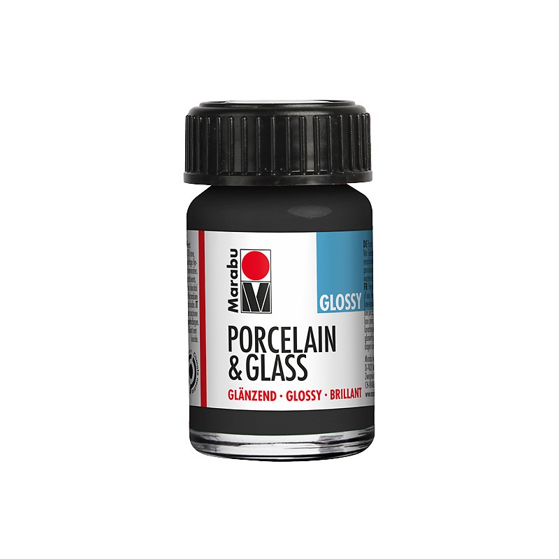 błyszcząca farba do porcelany i szkła Marabu PORCELAIN & GLASS nr 073 black