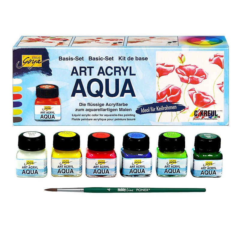 Zestaw artystycznych farb akrylowych do malarstwa laserunkowego Kreul ART ACRYL AQUA 6x20 ml - art. 86300 - sklep dla plastyków