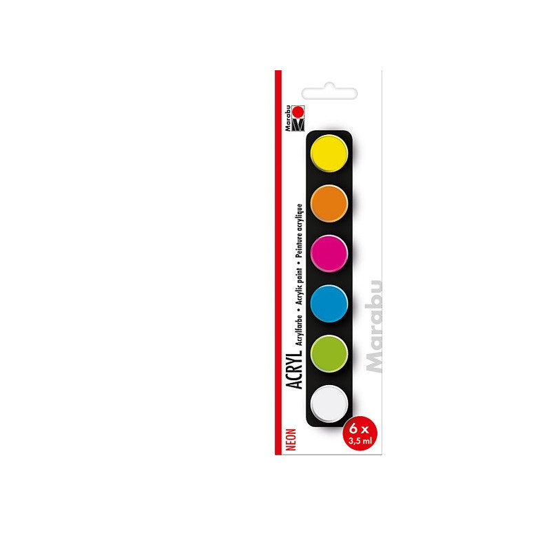 Komplet farb akrylowych Marabu ACRYL 6x3,5ml - NEON