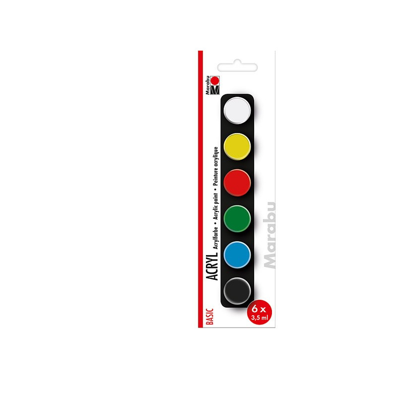 Komplet farb akrylowych Marabu ACRYL 6x3,5ml - BASIC
