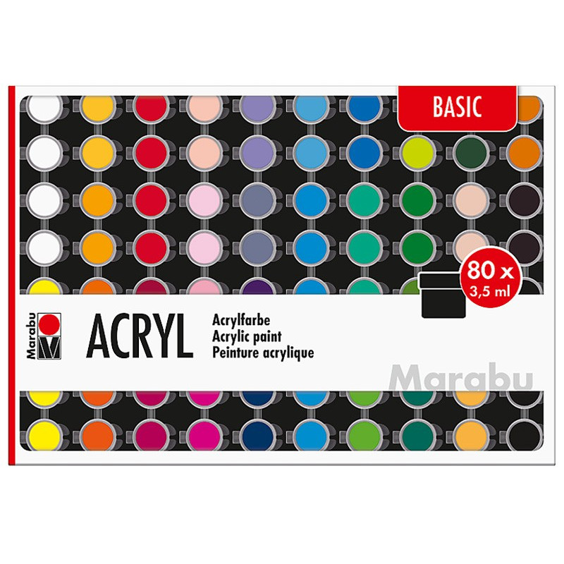 Komplet farb akrylowych Marabu ACRYL 80x3,5ml - art. 1210000000207
