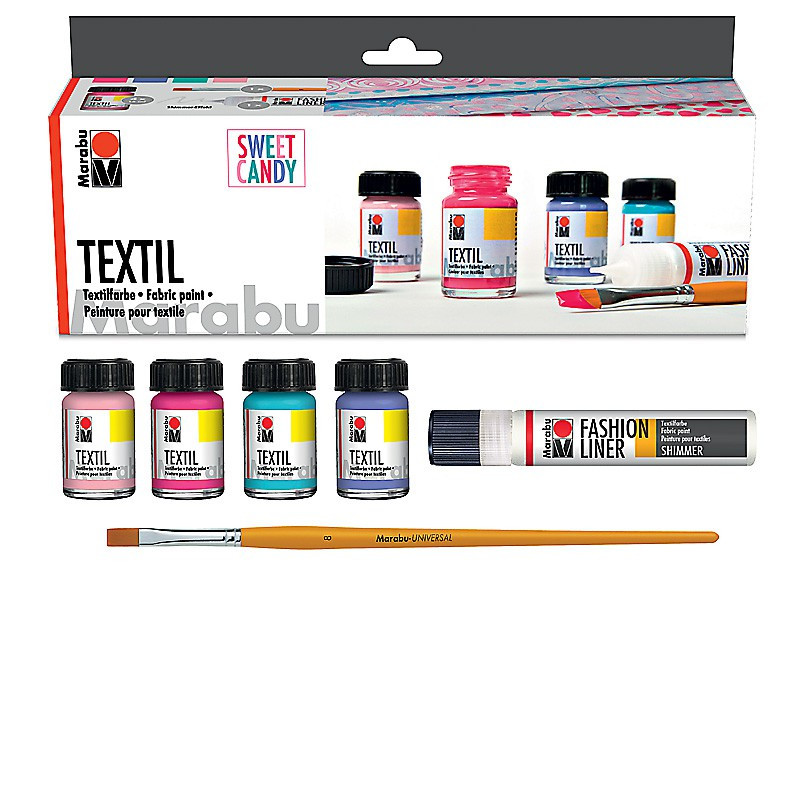 Zestaw farb do tkanin Marabu TEXTIL SWEET CANDY 4x15 ml - art. 1716000000096