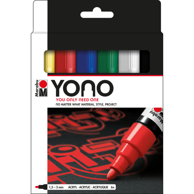 Marabu YONO Marker zestaw markerów akrylowych 6 kol. 1,5-3 mm - art. 1240000004002