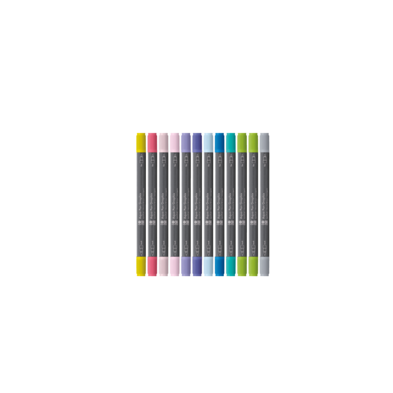 Zestaw markerów akwarelowych Marabu AQUA PEN GRAPHIX 12 kol. - sklep dla plastyków gart.pl