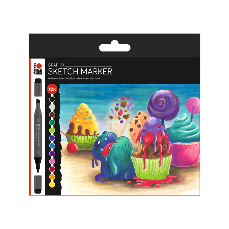 Marabu SKETCH MARKER GRAPHIX - zestaw SUGARHOLIC - 12 szt. - gart.pl
