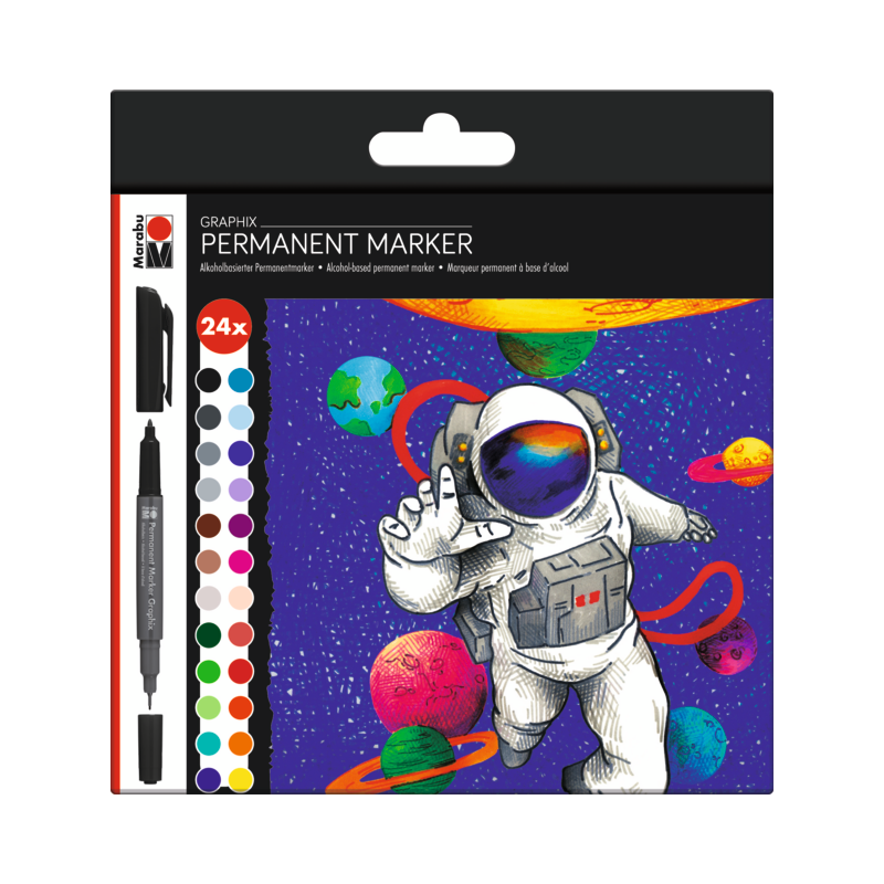 Marabu PERMANENT MARKER GRAPHIX, zestaw HERO OF GALAXY, 24 szt., gart.pl