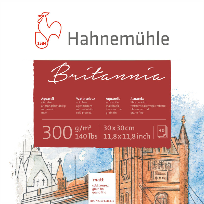 Blok do akwareli Hahnemuhle Britannia 300 g cold pressed - 30x30 cm
