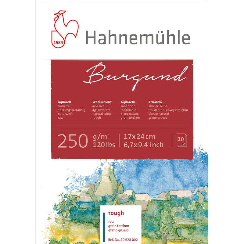 Blok do akwareli Hahnemuhle Burgund 250g rough - 17x24 cm