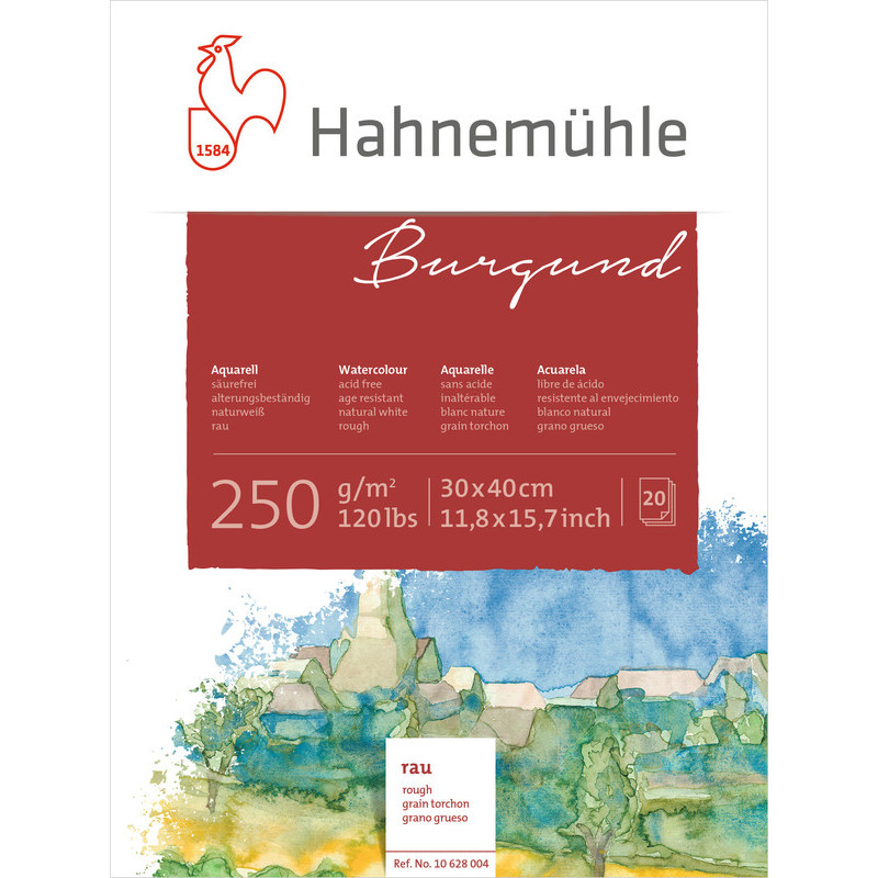 Blok do akwareli Hahnemuhle Burgund 250g rough - 30x40 cm
