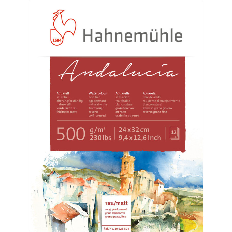 Blok do akwareli Hahnemuhle Andalucia 500 gsm rough/cold pressed - 24x32 cm