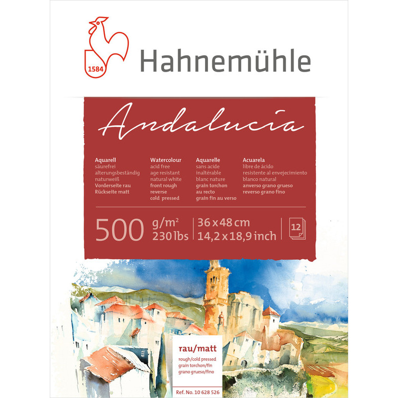 Blok do akwareli Hahnemuhle Andalucia 500 gsm rough/cold pressed - 36x48 cm