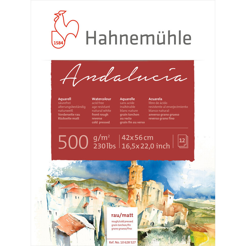 Blok do akwareli Hahnemuhle Andalucia 500 gsm rough/cold pressed - 42x56 cm