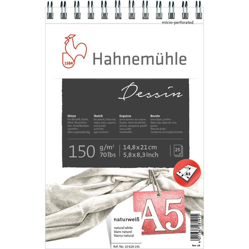 Blok do rysunku Hahnemühle Dessin 150 g na spirali - A5