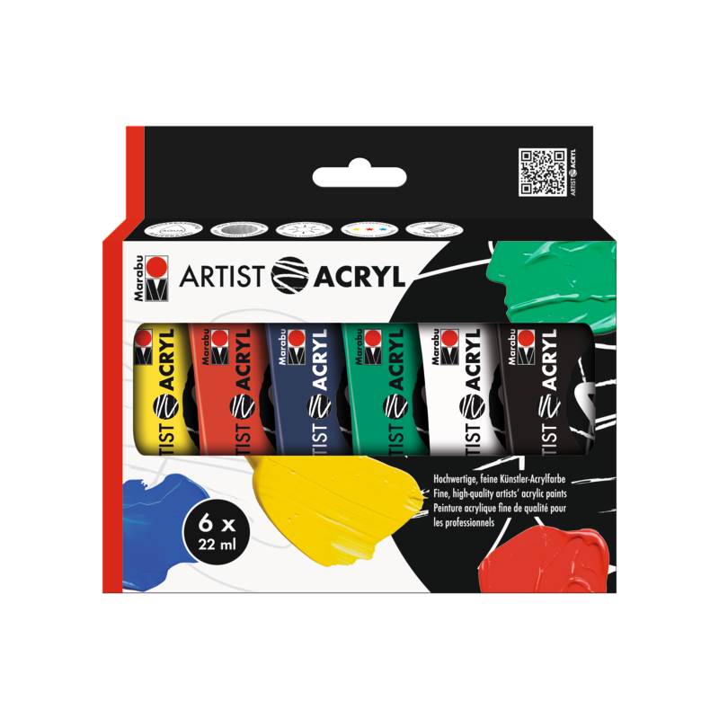 Komplet farb akrylowych Marabu ARTIST ACRYL 6x22 ml