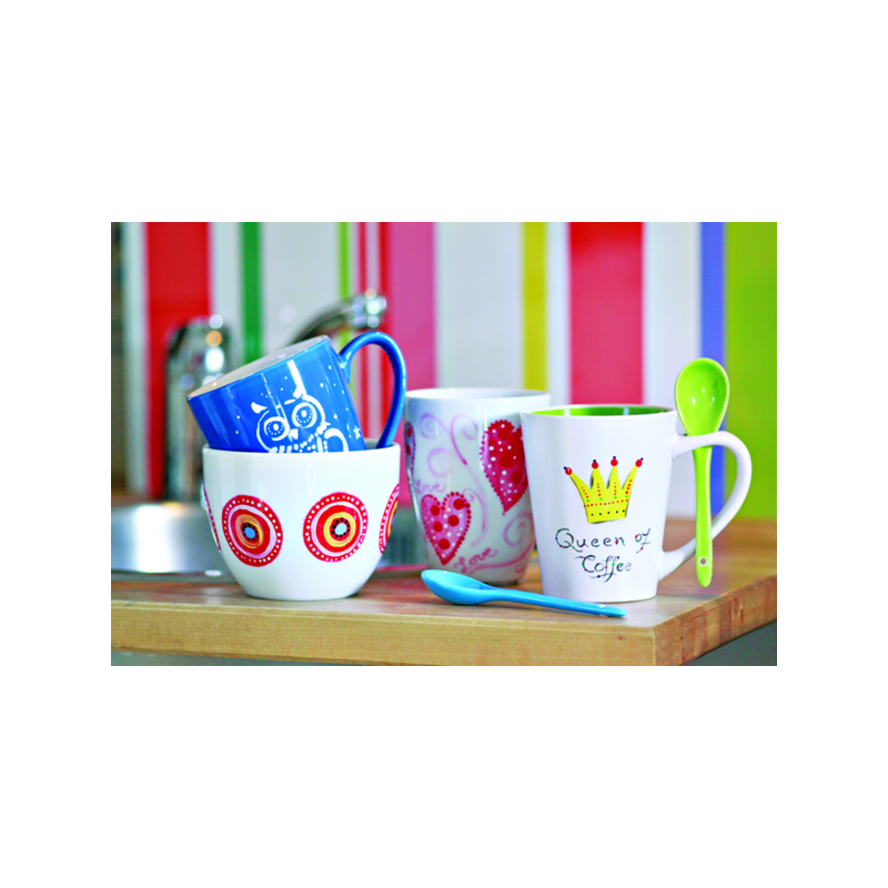 Zestaw farb do szkła i porcelany Marabu PORCELAIN & GLASS błyszczący 6x15 ml + pędzel - art. 1115000000087