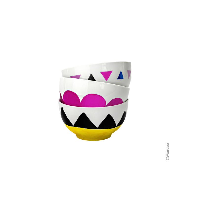 Zestaw matowych farb do porcelany i szkła Marabu PORCELAIN & GLASS MATT - 6 x 15 ml + pędzel  - art. 1116000000087