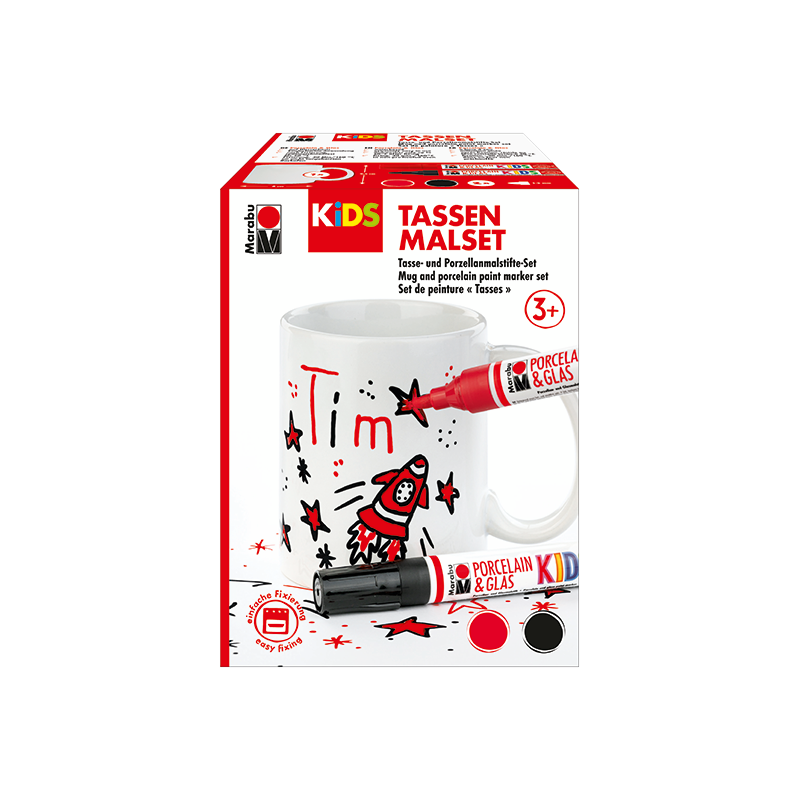 Marabu Kids "TIM" zestaw markerów do porcelany i szkła dla dzieci + porcelanowy kubek  - art. 125000000102