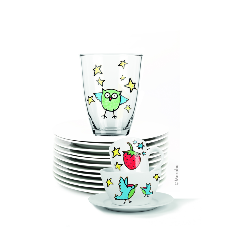 Zestaw 5 markerów do porcelany i szkła dla dzieci Marabu KiDS PORCELAIN & GLAS „MAXI FUN”- art. 01125000000083