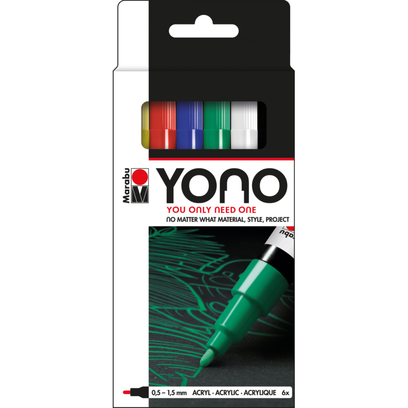 Marabu YONO Marker zestaw markerów akrylowych 6 kol. 0,5-1,5 mm - art. 1240000003999