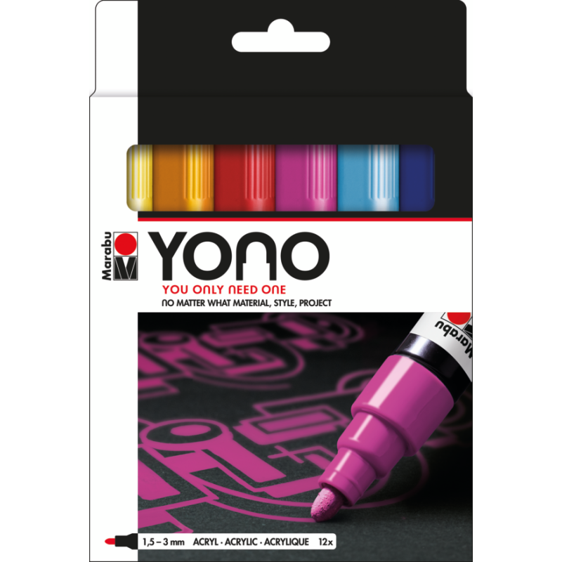 Marabu YONO Marker zestaw markerów akrylowych 12 kol. 1,5-3 mm - art. 1240000004004