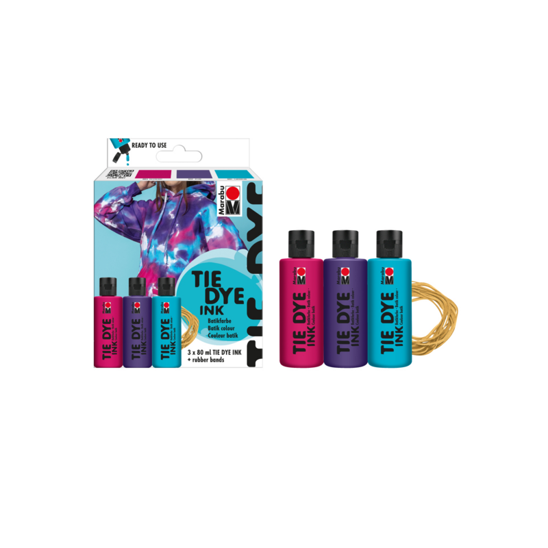Zestaw farb do batiku Marabu TIE DYE INK 3x80 ml TREND - art. 1730000000202