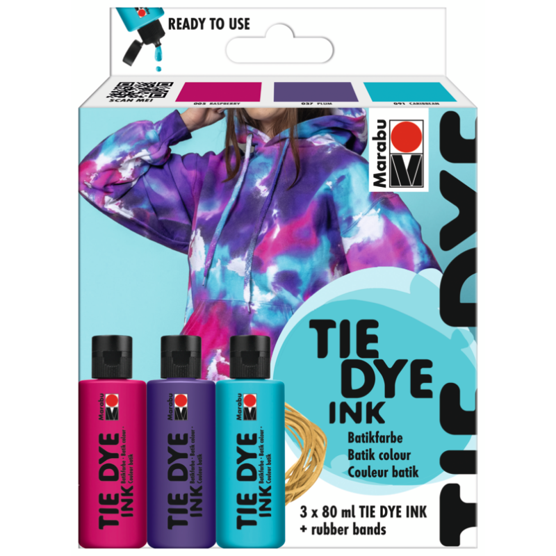 Zestaw farb do batiku Marabu TIE DYE INK 3x80 ml TREND - art. 1730000000202