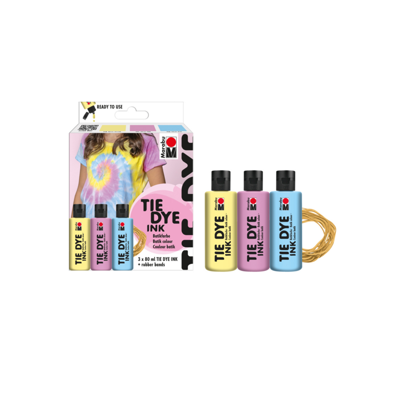 Zestaw farb do batiku Marabu TIE DYE INK 3x80 ml PASTEL - art. 1730000000201