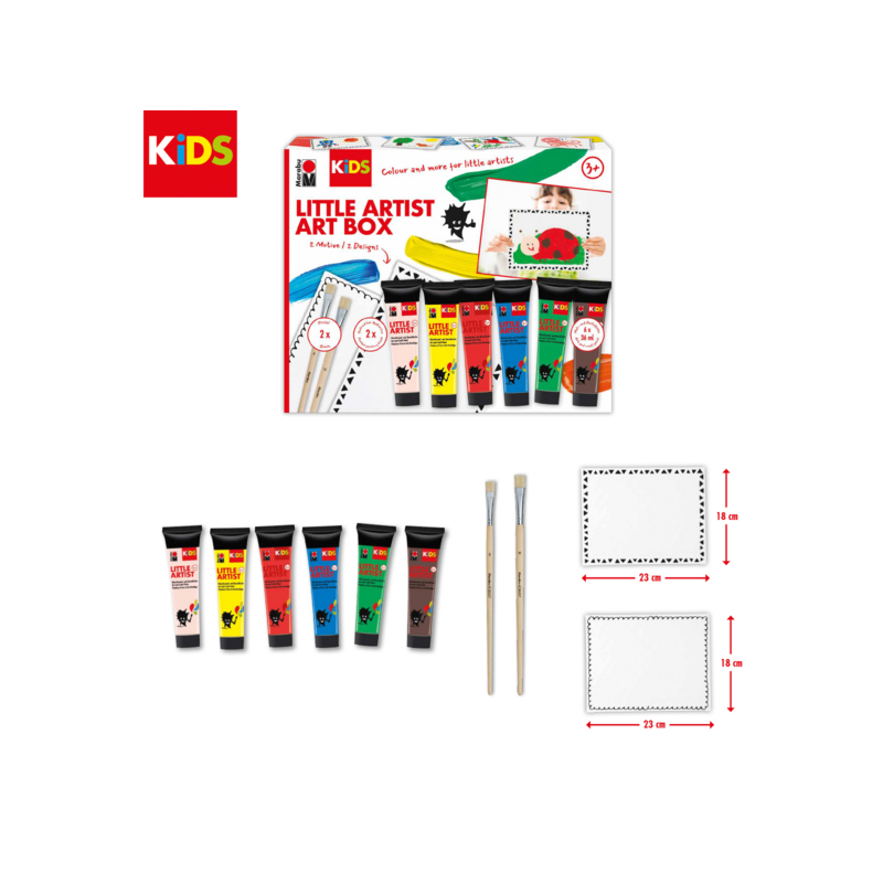 Zestaw farb Marabu KiDS Little Artist 6 x 36 ml + akcesoria do malowania - art. 305000000114