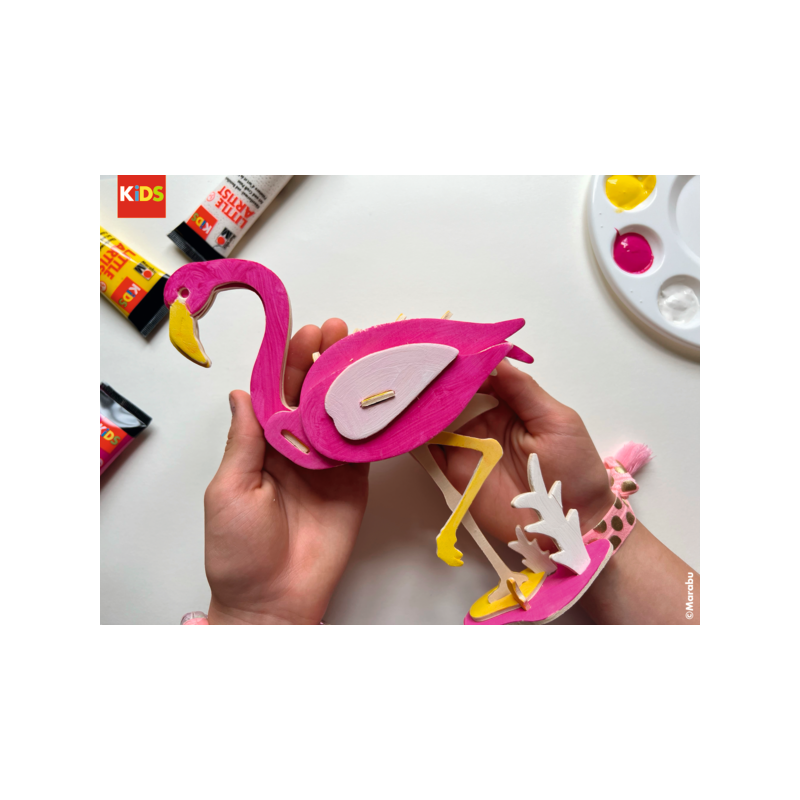 Zestaw farb Marabu KiDS Little Artist + drewniane puzzle 3D „Jednorożec” - art. 305000000111